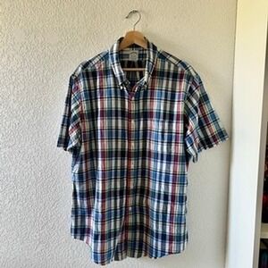 Brooks Brothers Plaid Short Sleeve Button Down Casual Shirt XL
